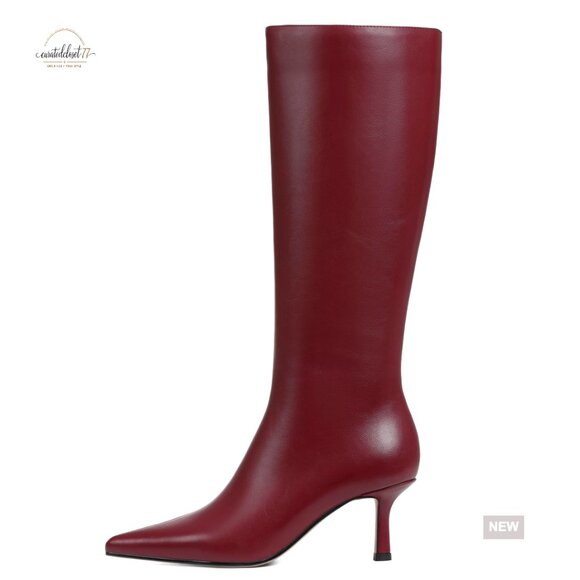 Shoes - Knee High Boots Pointed Toe Stiletto Heel Side Zipper Dress Boots